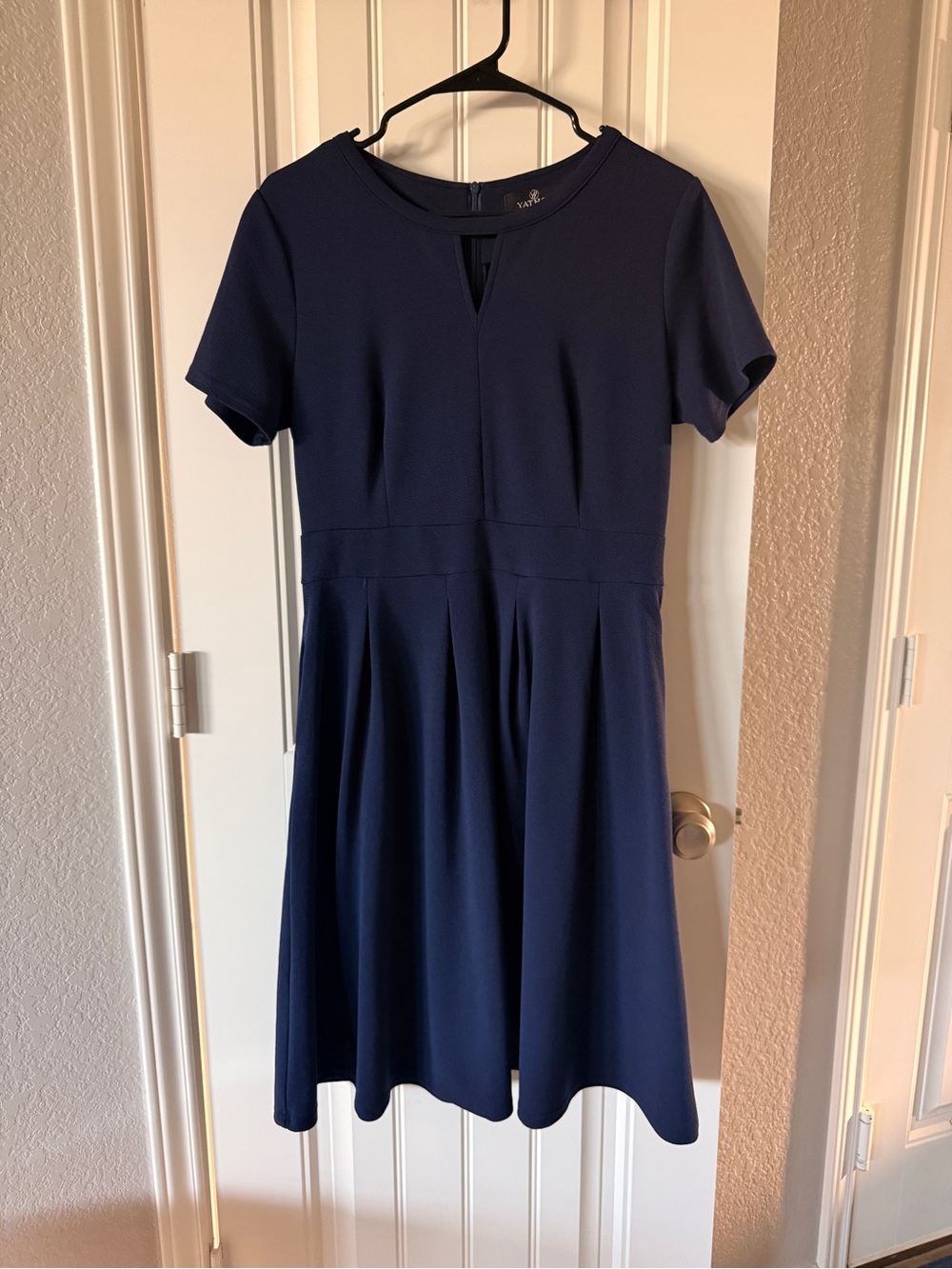 Classic Navy Fit-and-Flare Midi Dress